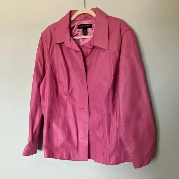 Lane Bryant pink leather Barbiecore jacket 22/24 - Picture 5 of 6